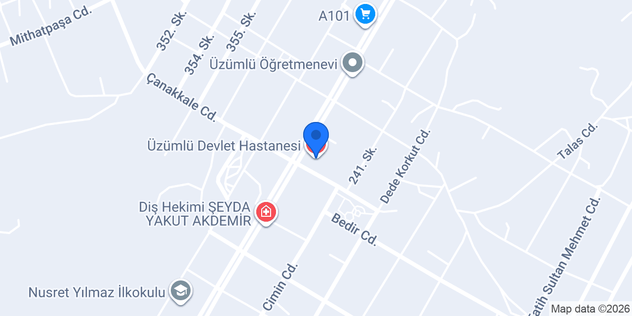 Üzümlü Devlet Hastanesi konumu