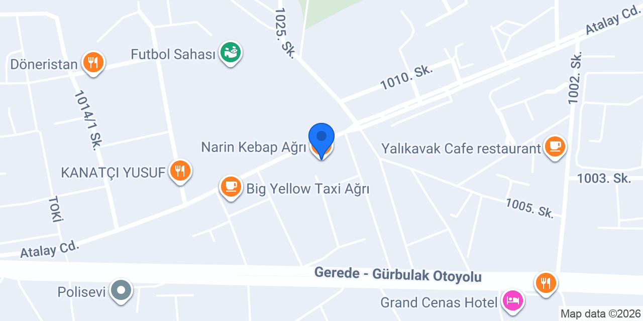 Narin Kebap Ağrı konumu