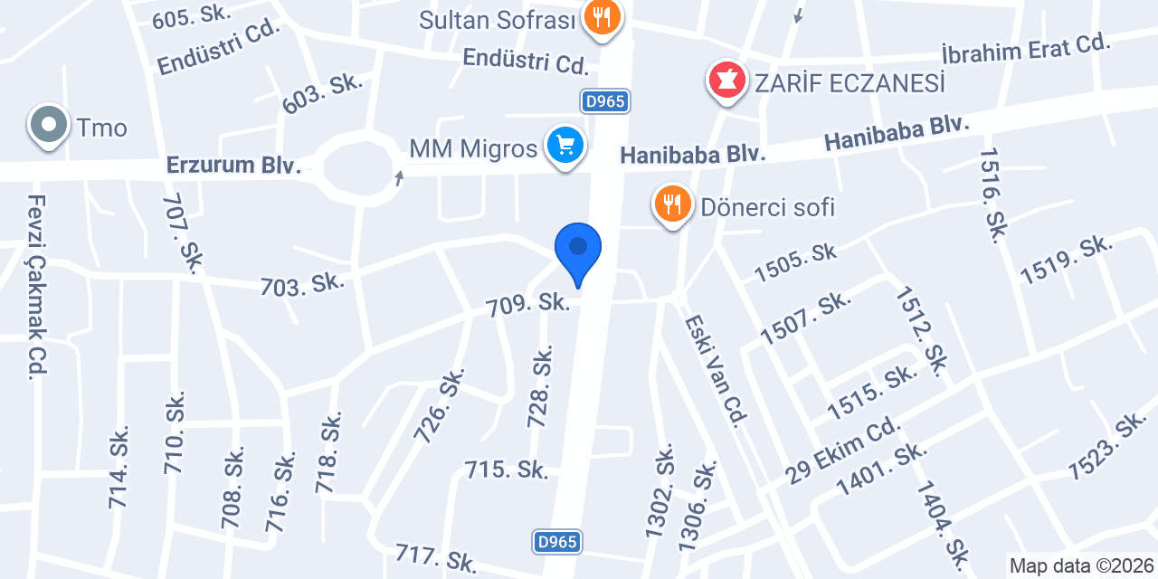 Damak Unlu Mamülleri konumu