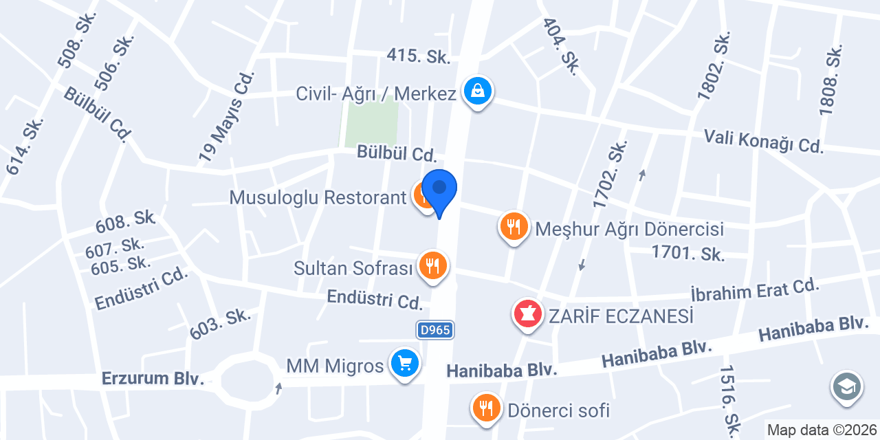 Eminevim Ağrı Şube konumu