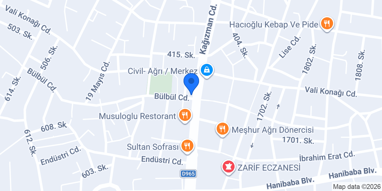 DenizBank Ağrı Şubesi konumu