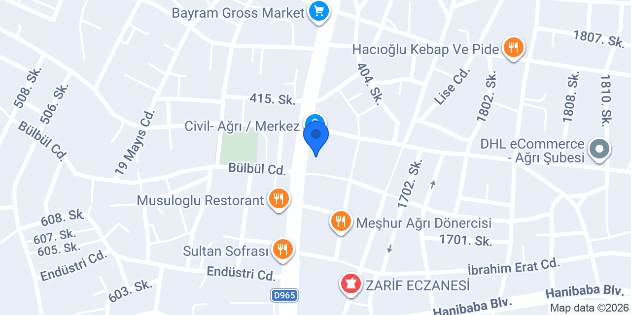 Yapı Kredi - Ağrı Şubesi konumu