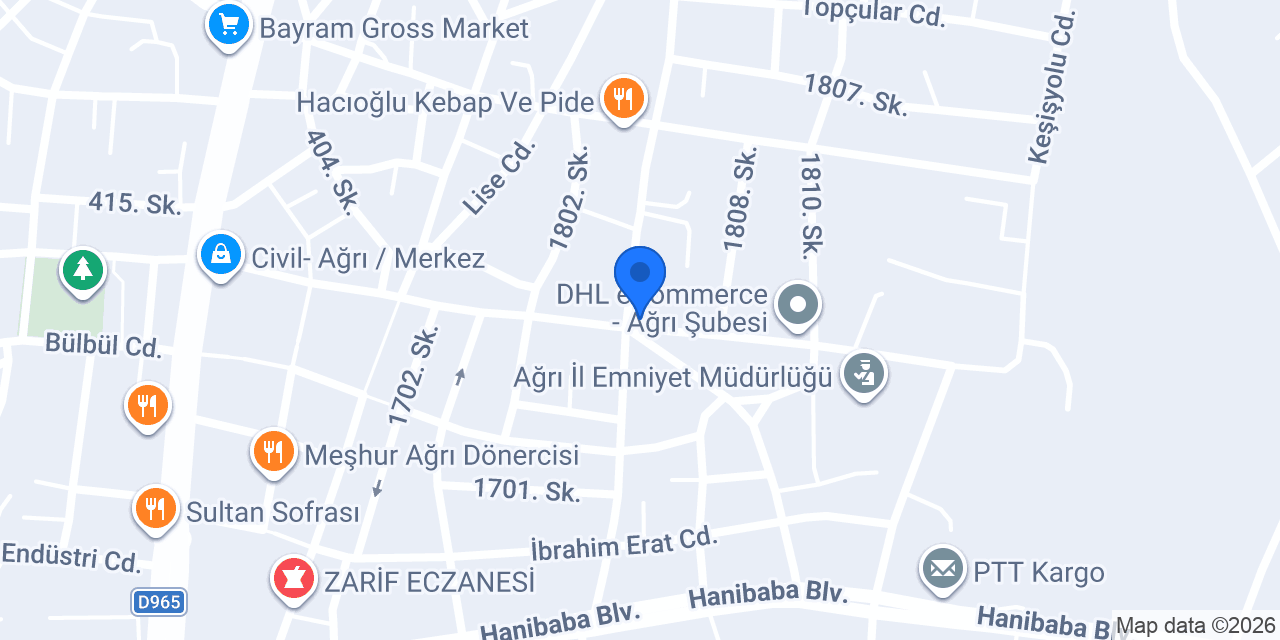 Ağrı İnteral rent a car konumu