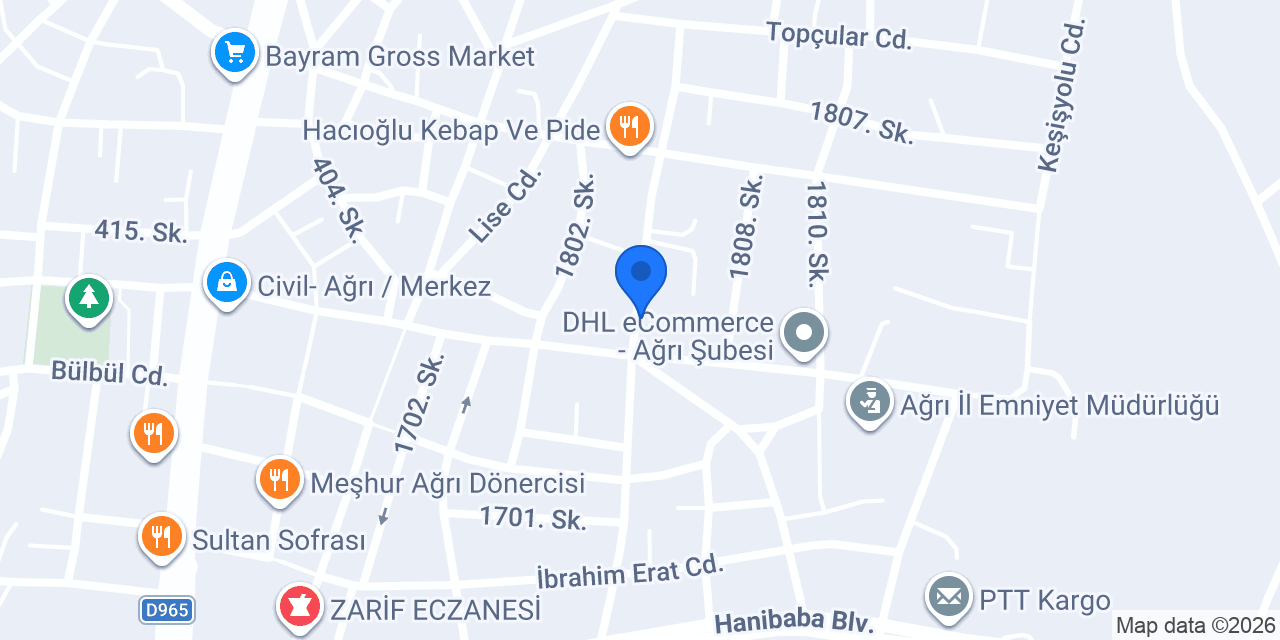 Kuryenet Ağrı Şubesi konumu