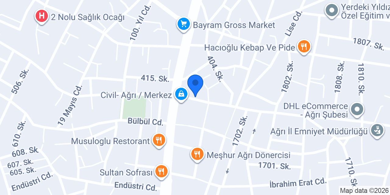 Şekerbank Ağrı konumu