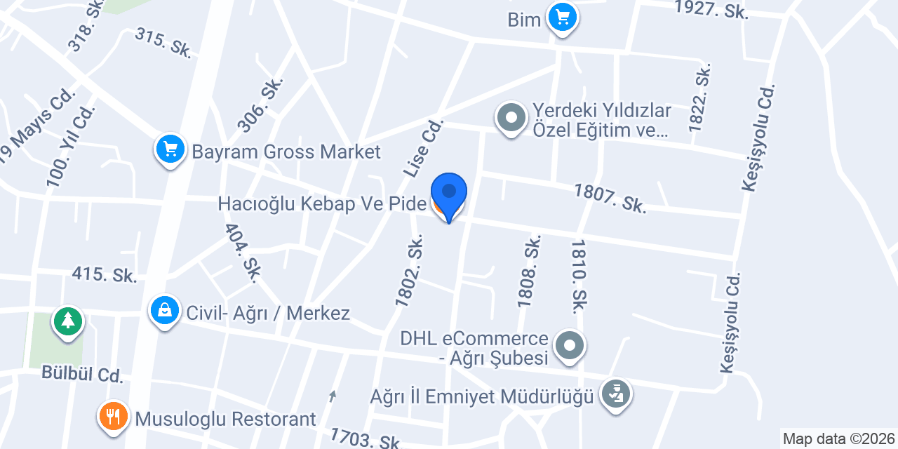 Damak unlu Mamülleri konumu