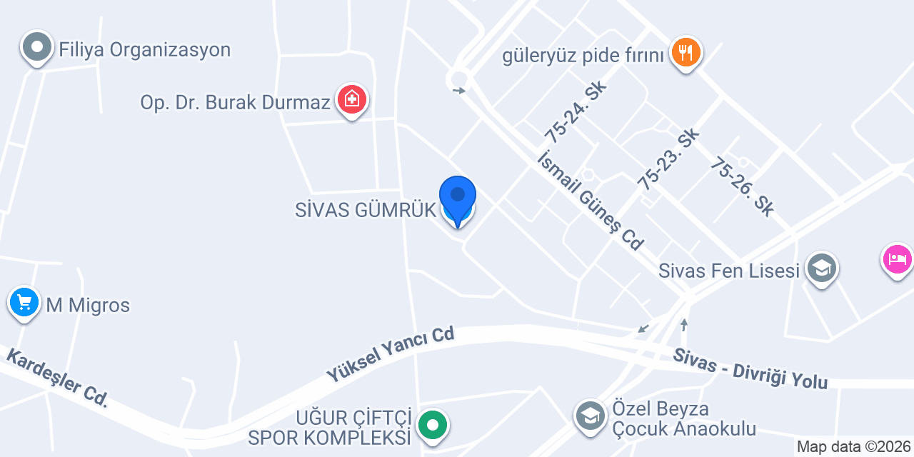 SİVAS GÜMRÜK konumu