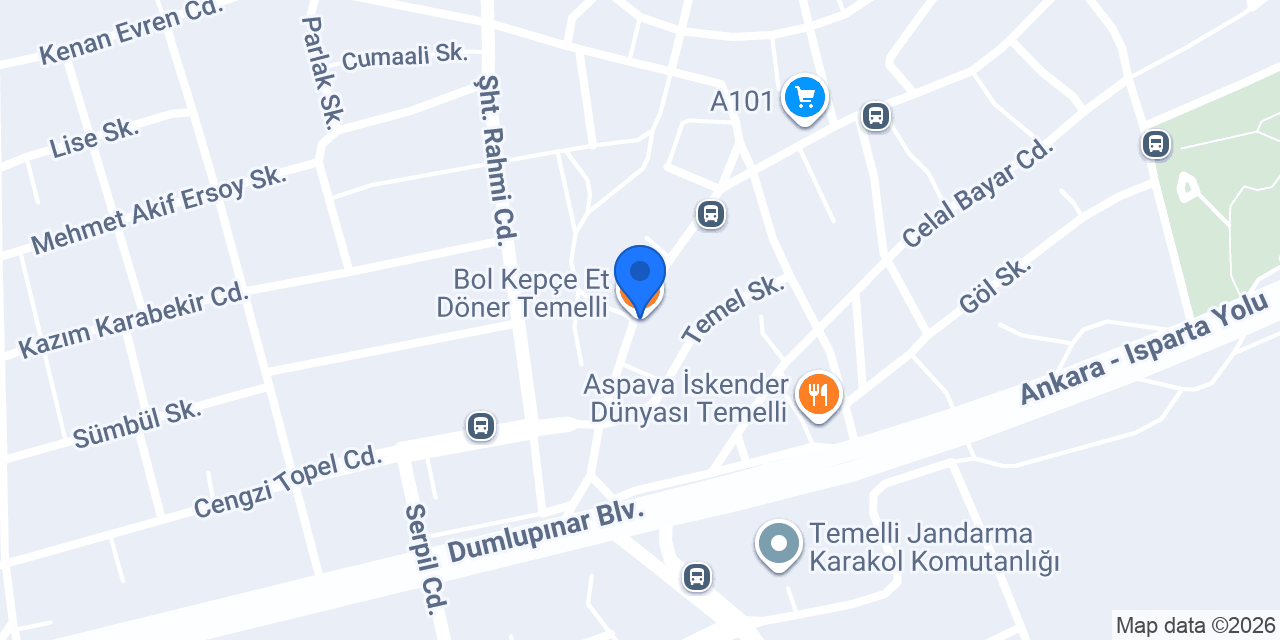 Bol Kepçe Et Döner Temelli konumu