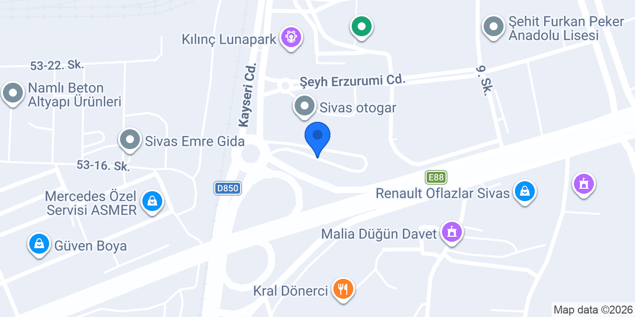 Sivas Kamilkoç Terminal konumu