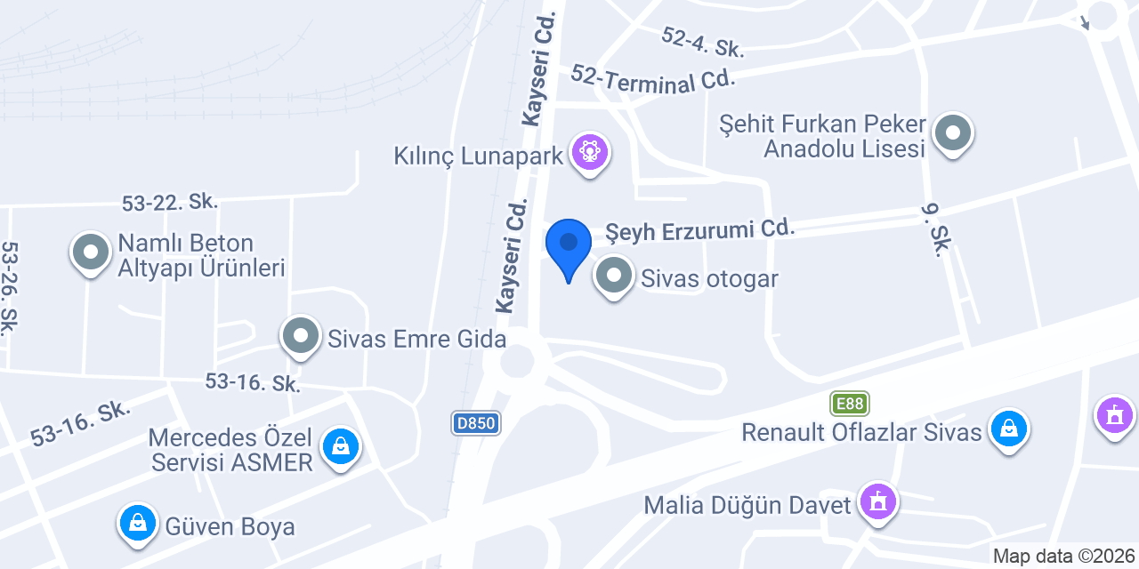 Sivas Otobüs Bileti konumu