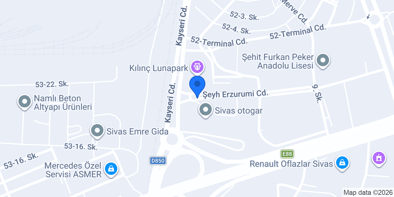 Sivas Otogar Emanet Deposu konumu