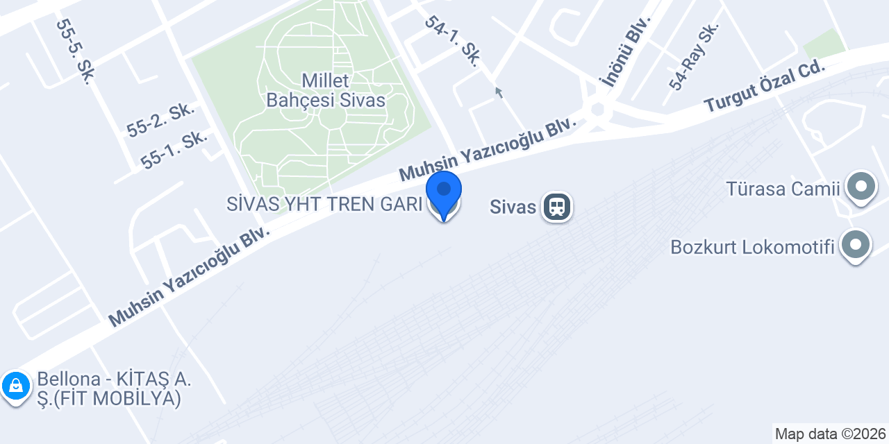 SİVAS YHT TREN GARI konumu