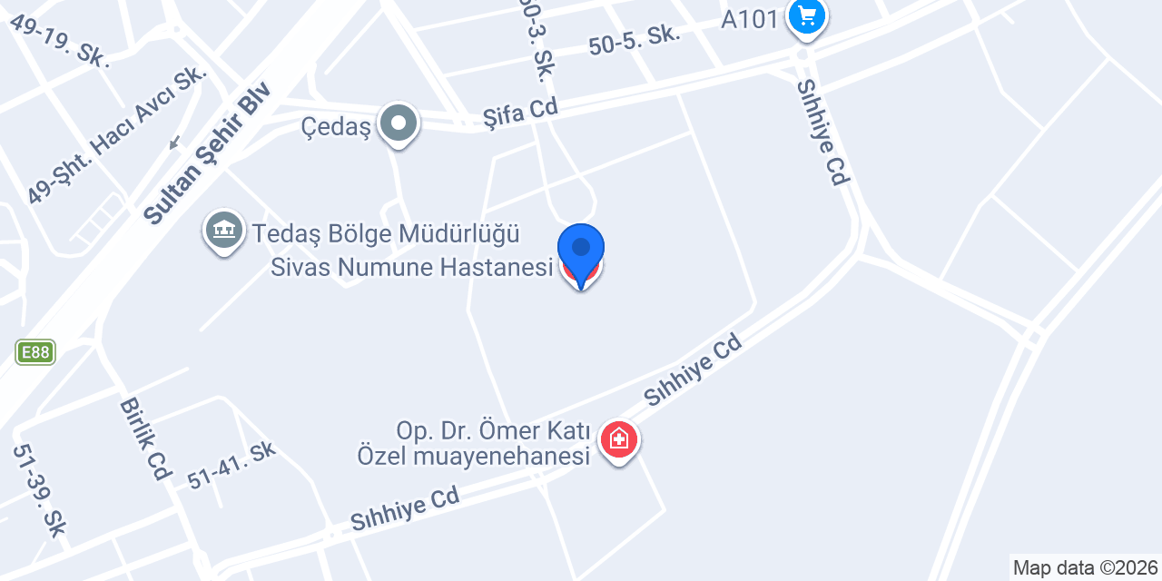 Sivas Numune Hastanesi konumu