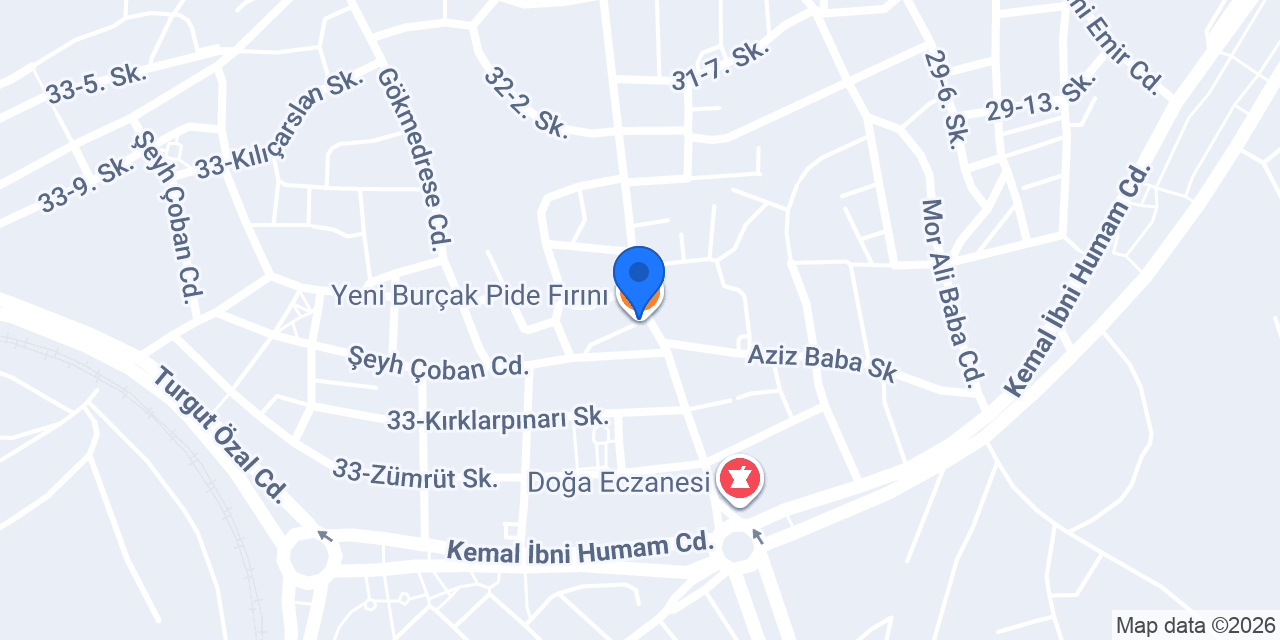 Yeni Burçak Pide Fırını konumu