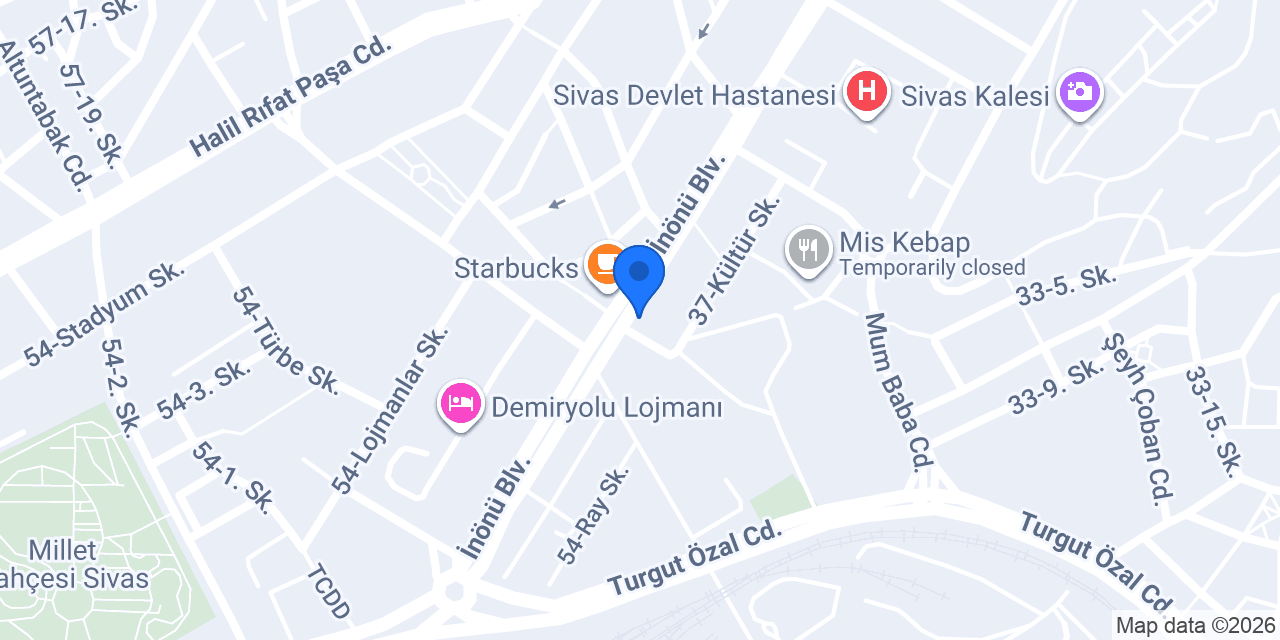 Sivas Avukat Mustafa KIRAÇ Hukuk Bürosu konumu