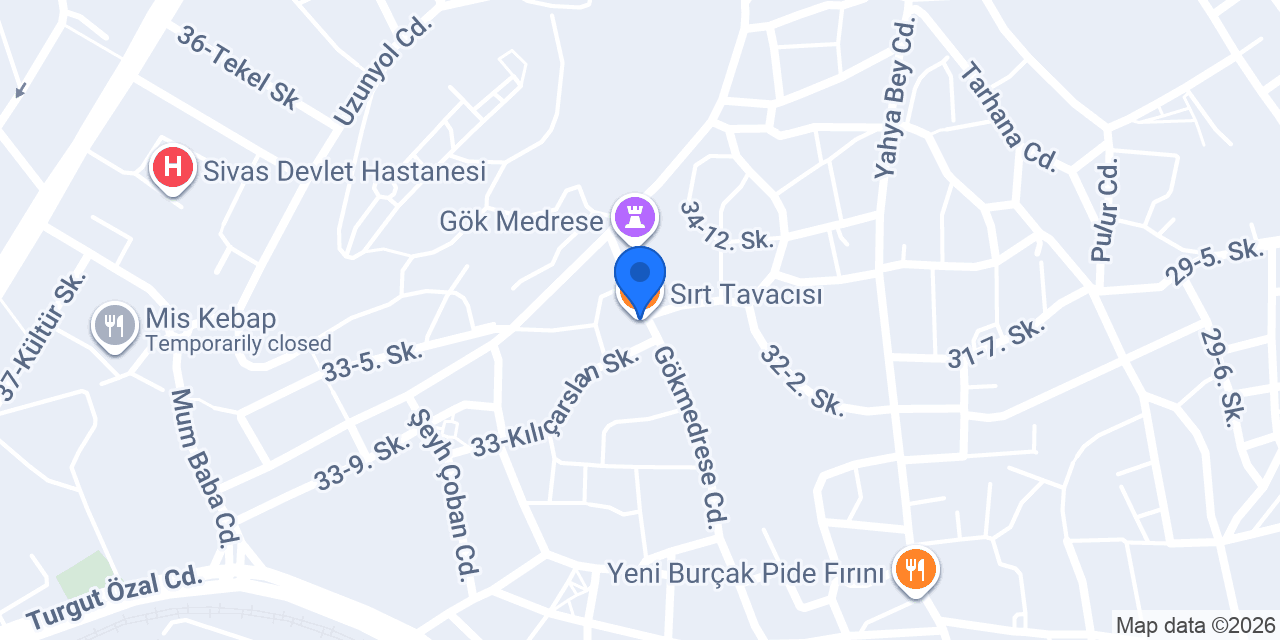 Sırt Tavacısı konumu