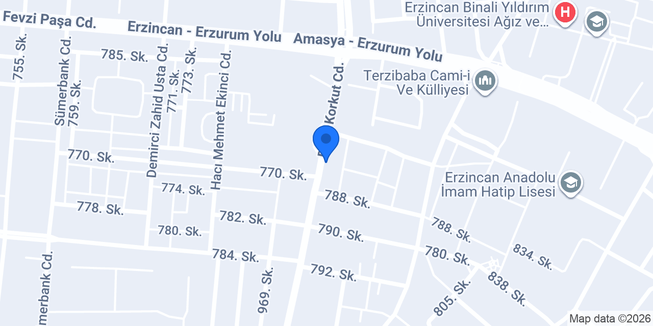Otel Çınar Erzincan konumu