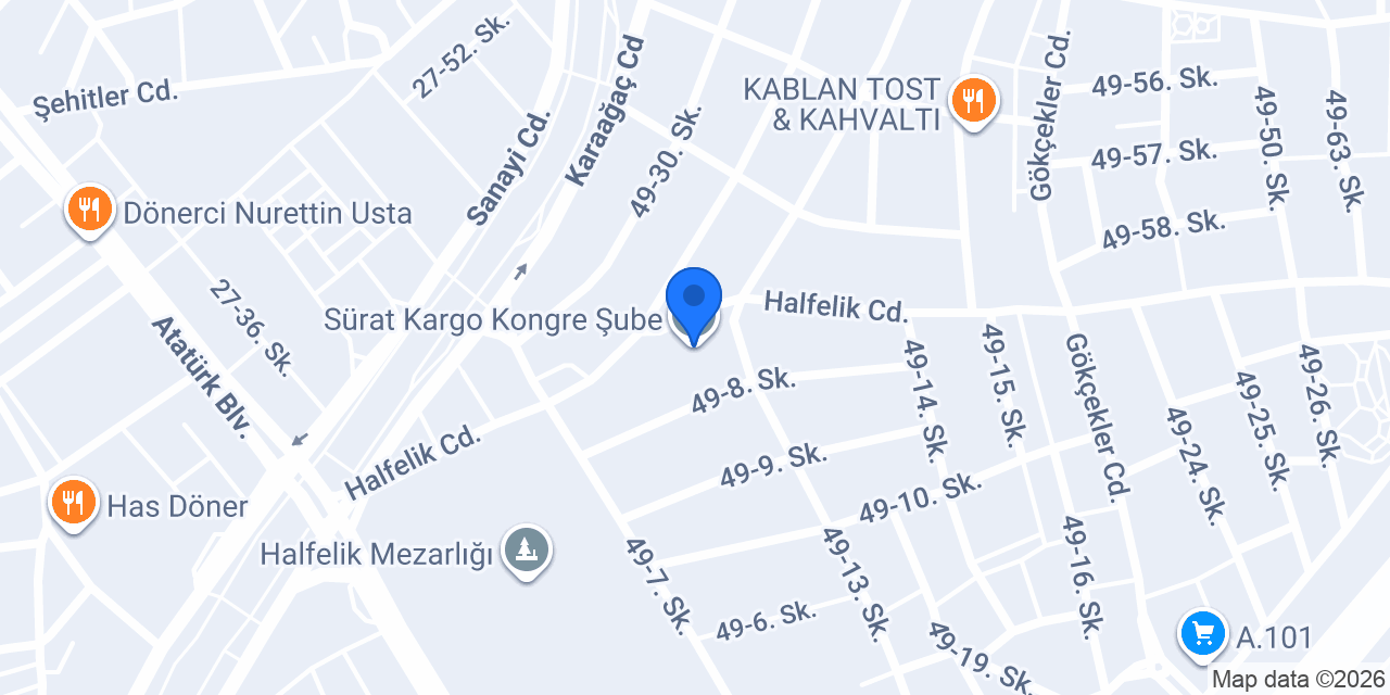 Sürat Kargo Kongre Şube konumu