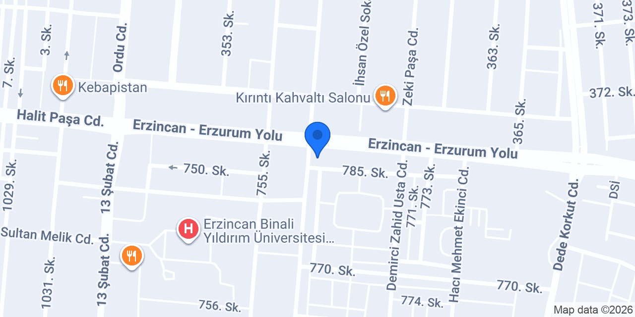 Erzincan Palas Otel konumu