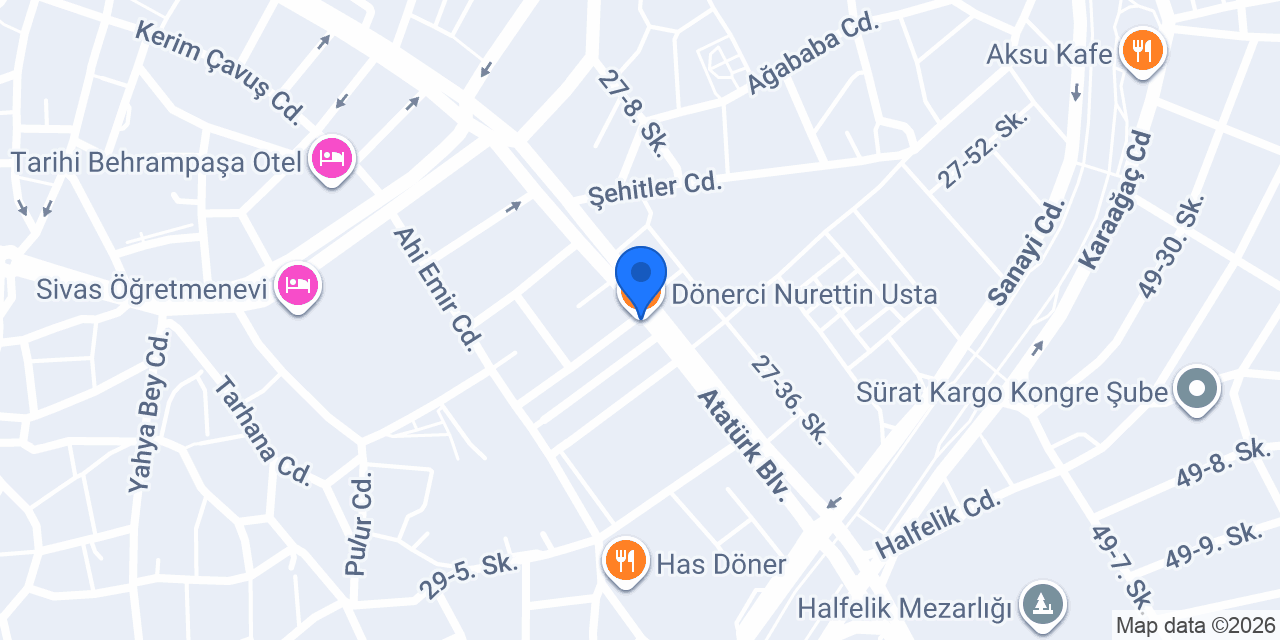 Dönerci Nurettin Usta konumu