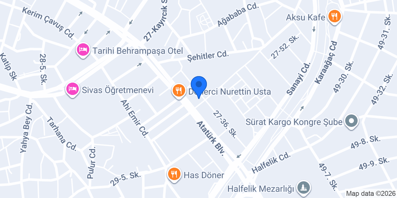 Jadenne Pilates Stüdyo Sivas konumu