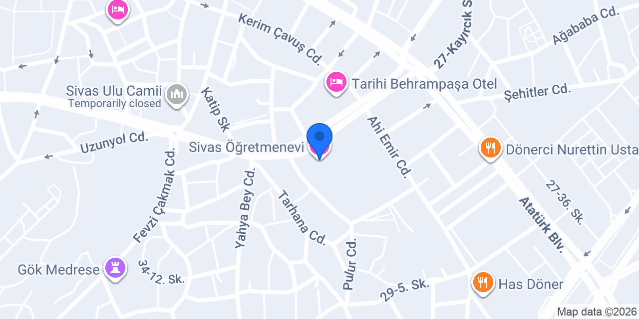 Sivas Öğretmenevi konumu