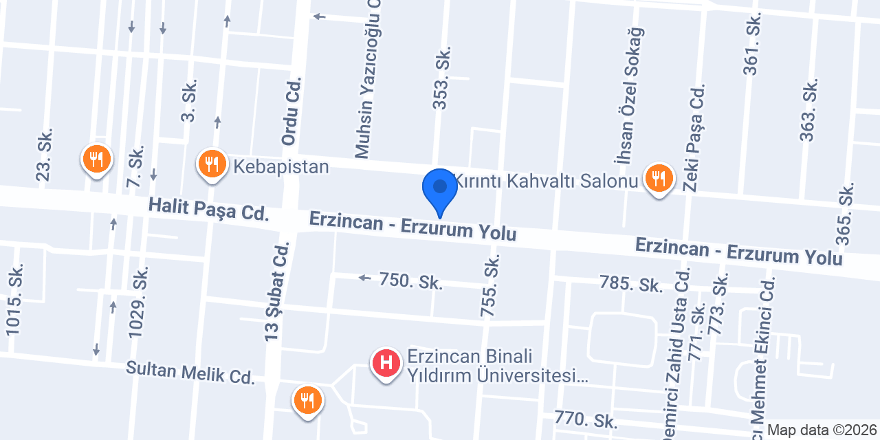 Türkiye Finans Erzincan Şubesi konumu