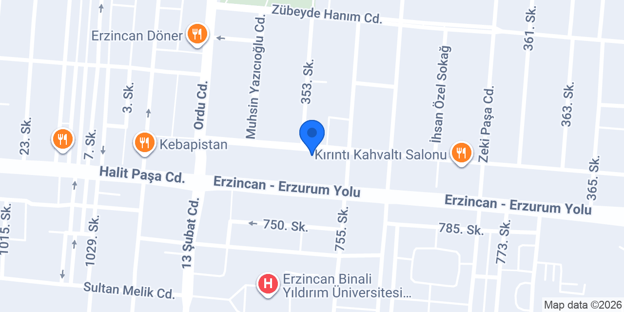 Akbank Erzincan Şubesi konumu