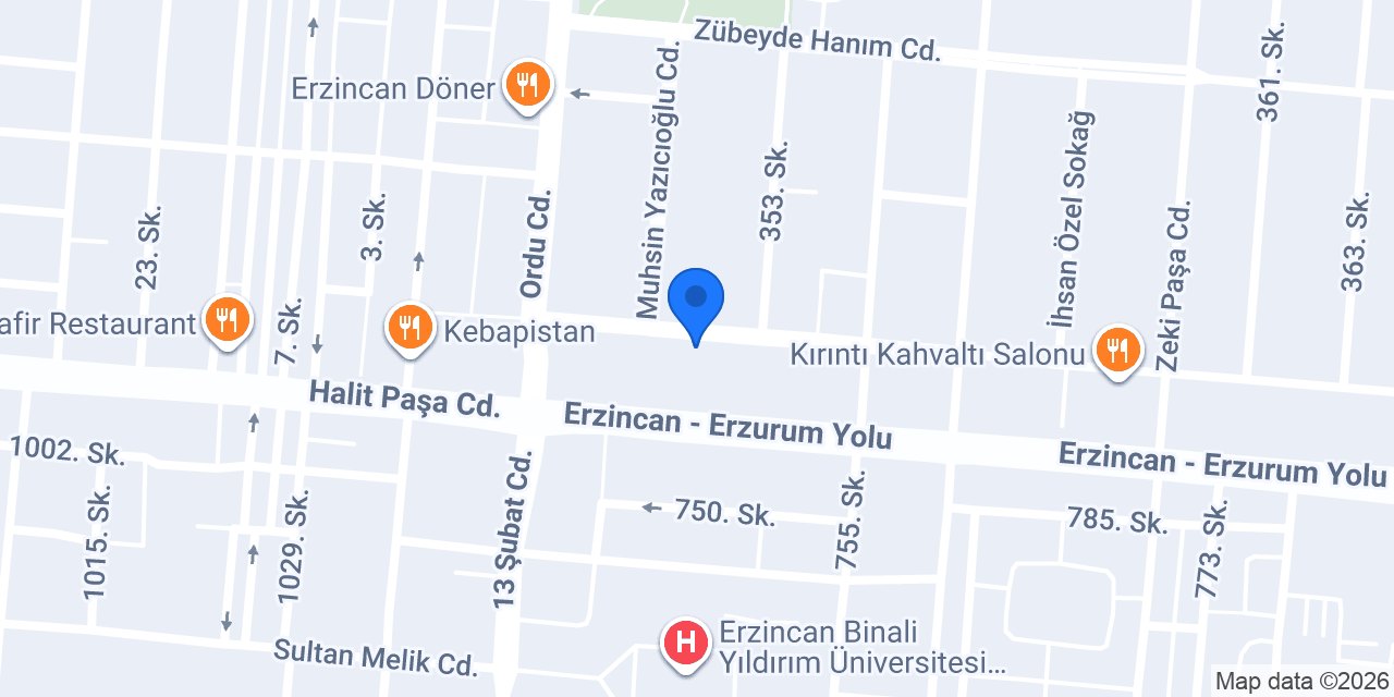 TEB Erzincan Şubesi konumu