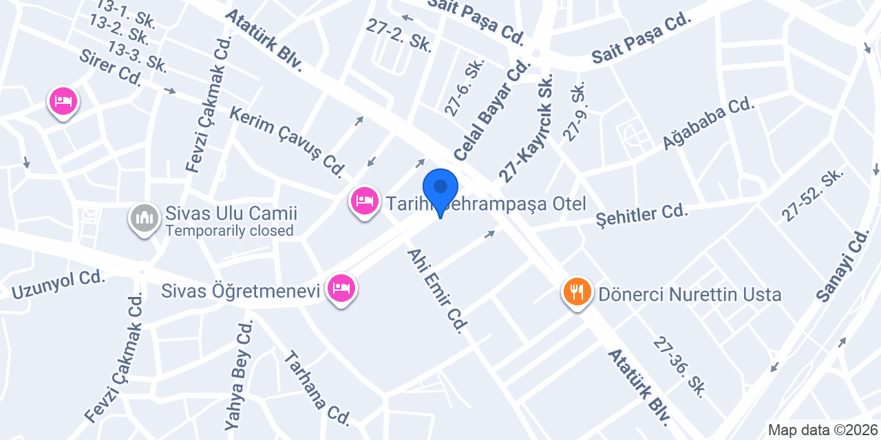 OTEL ÇAKIR konumu