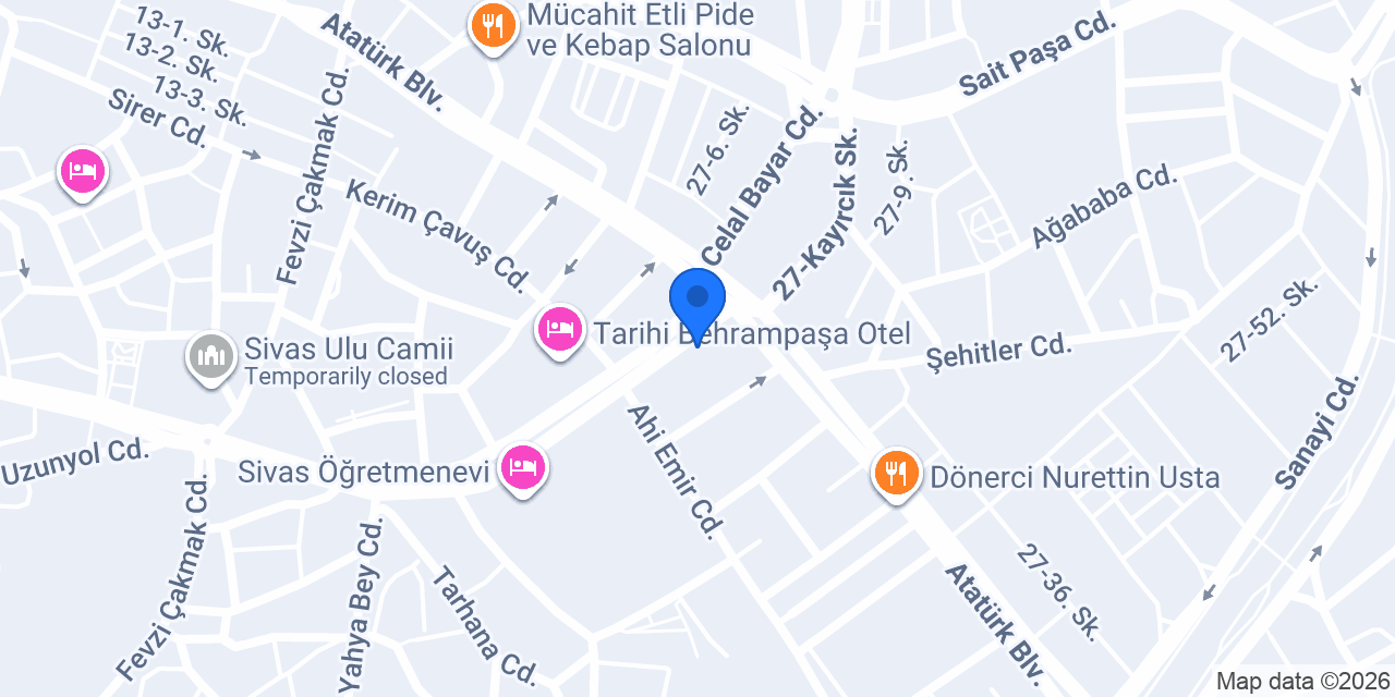Fatih Otel Sivas konumu