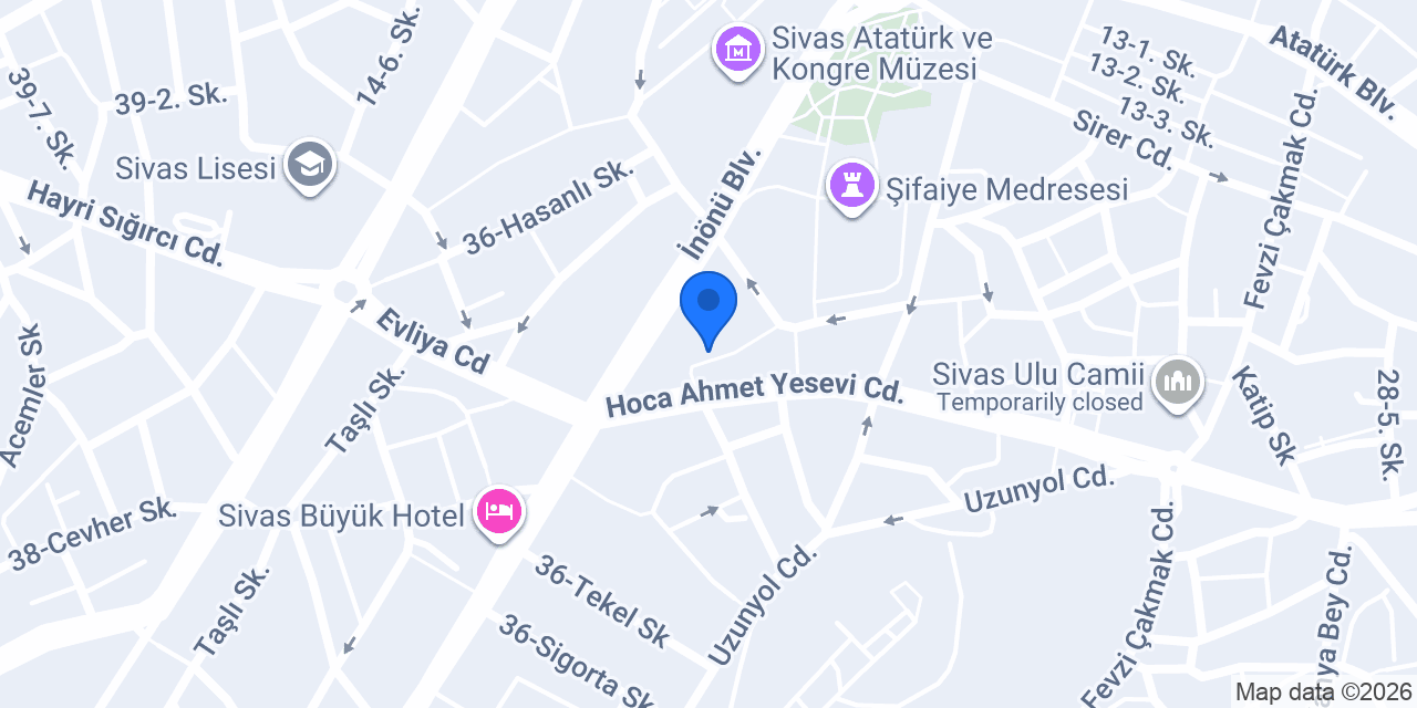 Sivas Avukat ÖZKA Hukuk Danışmanlık konumu