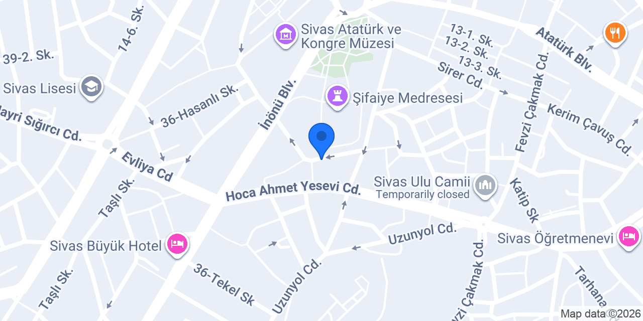 TDV Sivas Kitabevi konumu