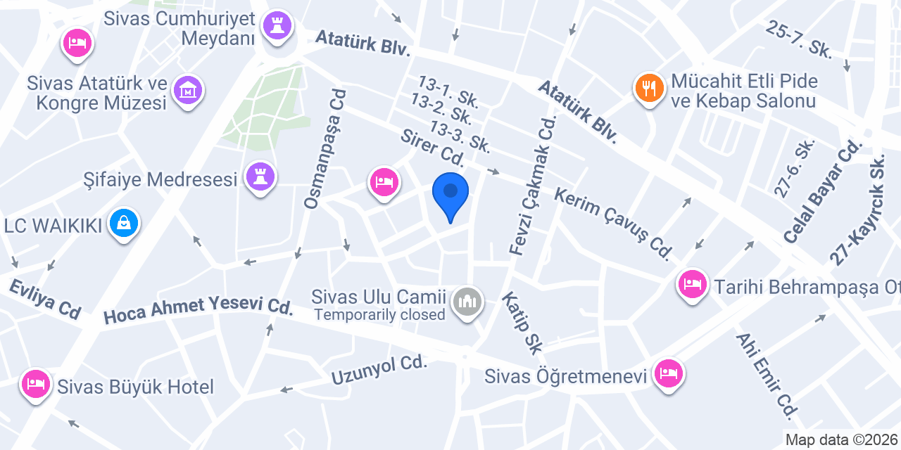 Sivas Özkaya Apart Stüdyo Evleri konumu