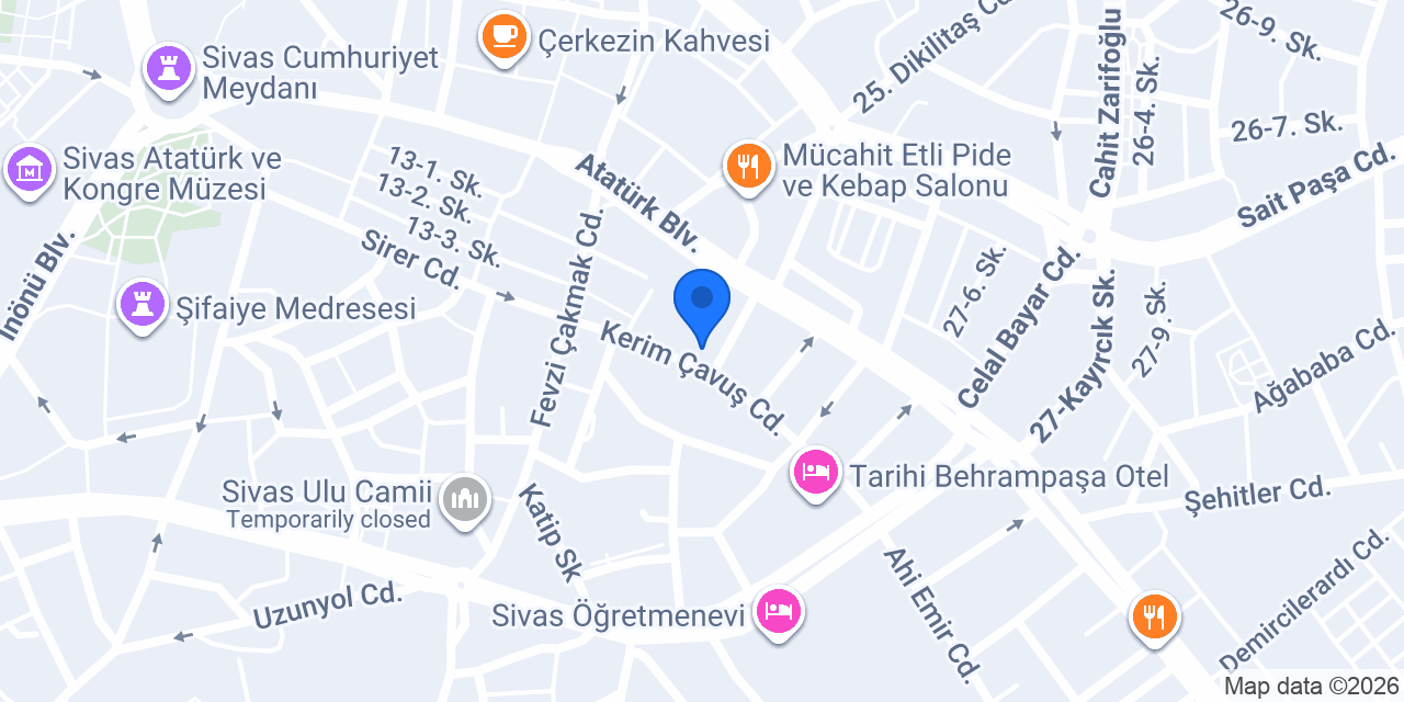 Sİvas Kent Pansiyon konumu