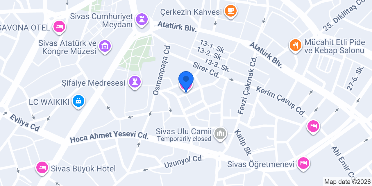 Buruciye Otel - Sivas konumu