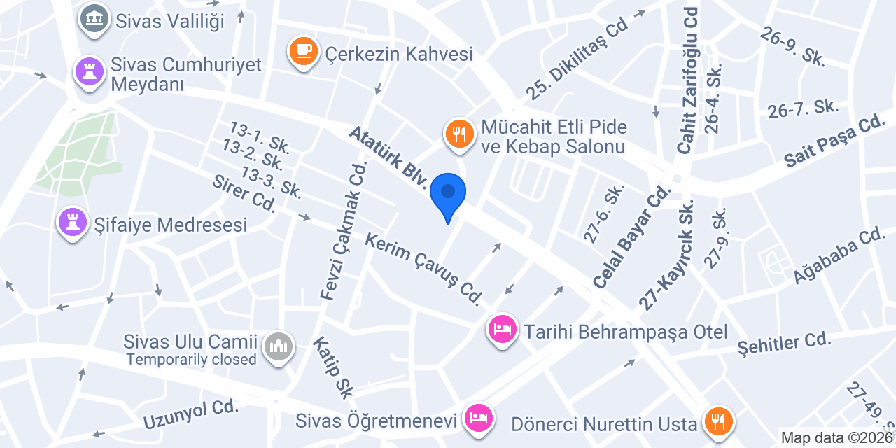 Yapı Kredi - Sivas Şubesi konumu