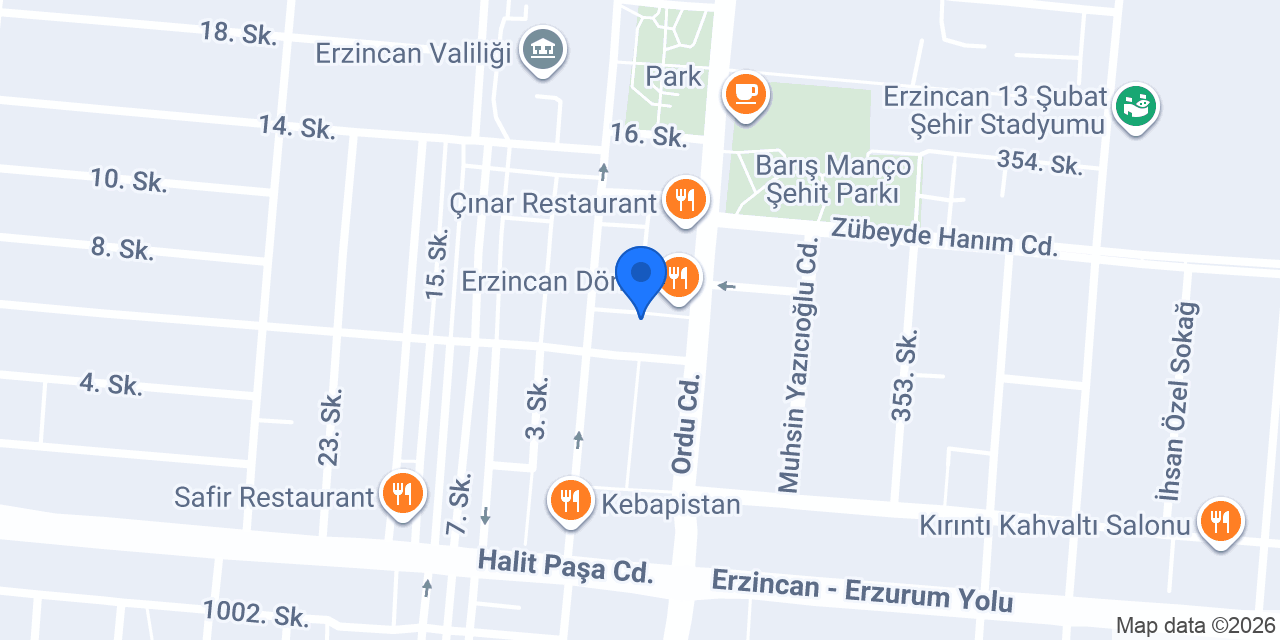 Erzincan Çiçek Atölyesi konumu