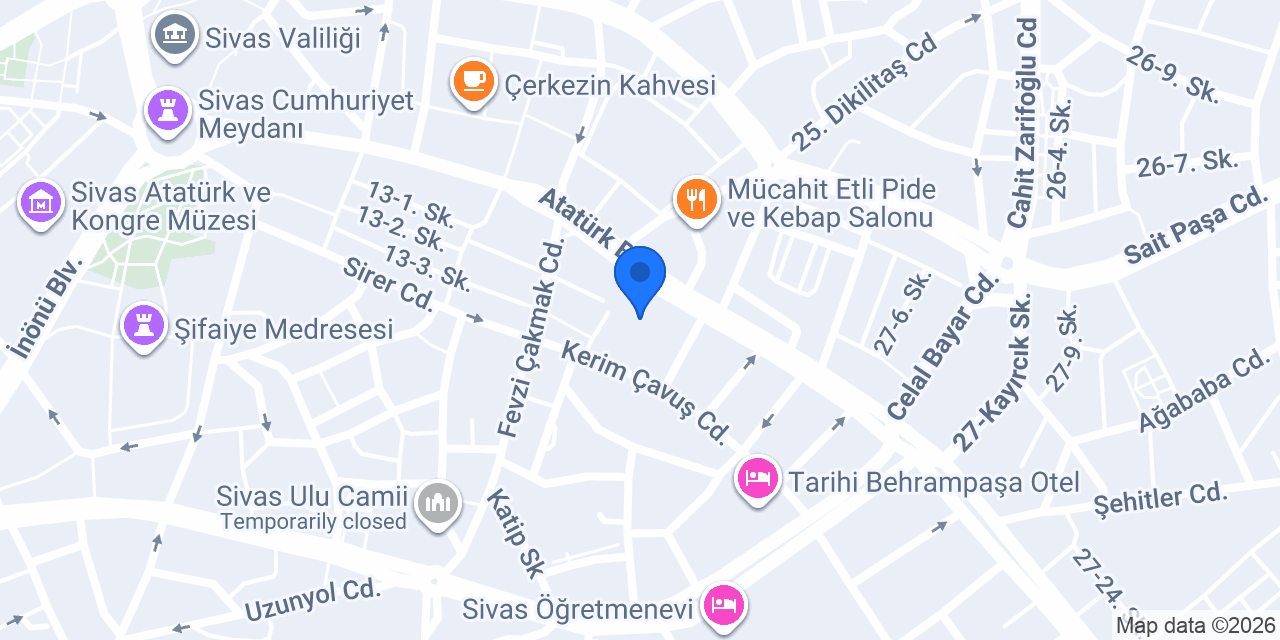 Şelale Düğün Salonu - Sivas konumu