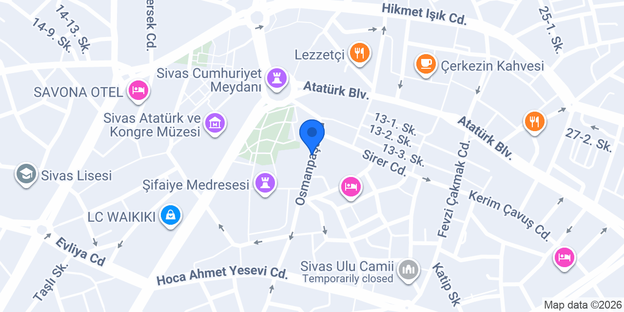 TSE Sivas İl Temsilciliği konumu