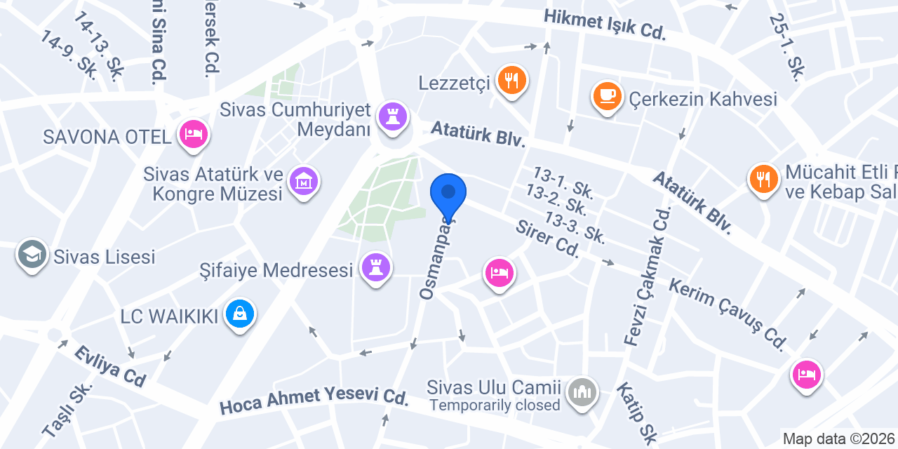 Sivas Anahtarcı Çilingir Fatih Anahtar konumu