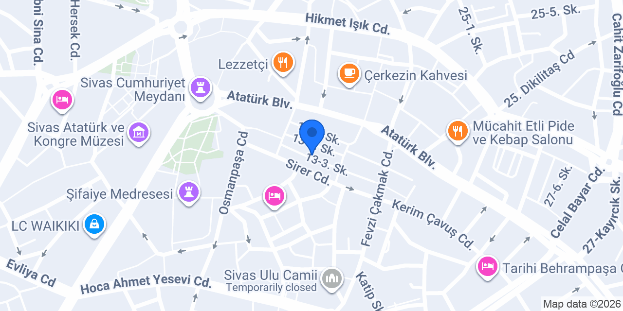 Garanti BBVA Sivas Şubesi konumu