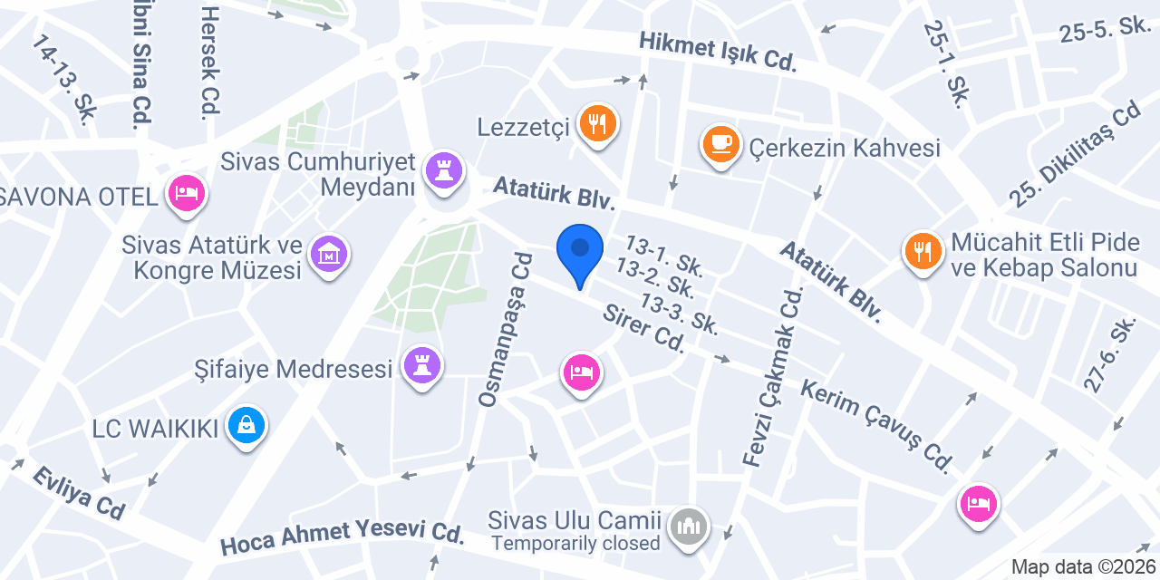 Kuveyt Türk Sivas Şubesi konumu