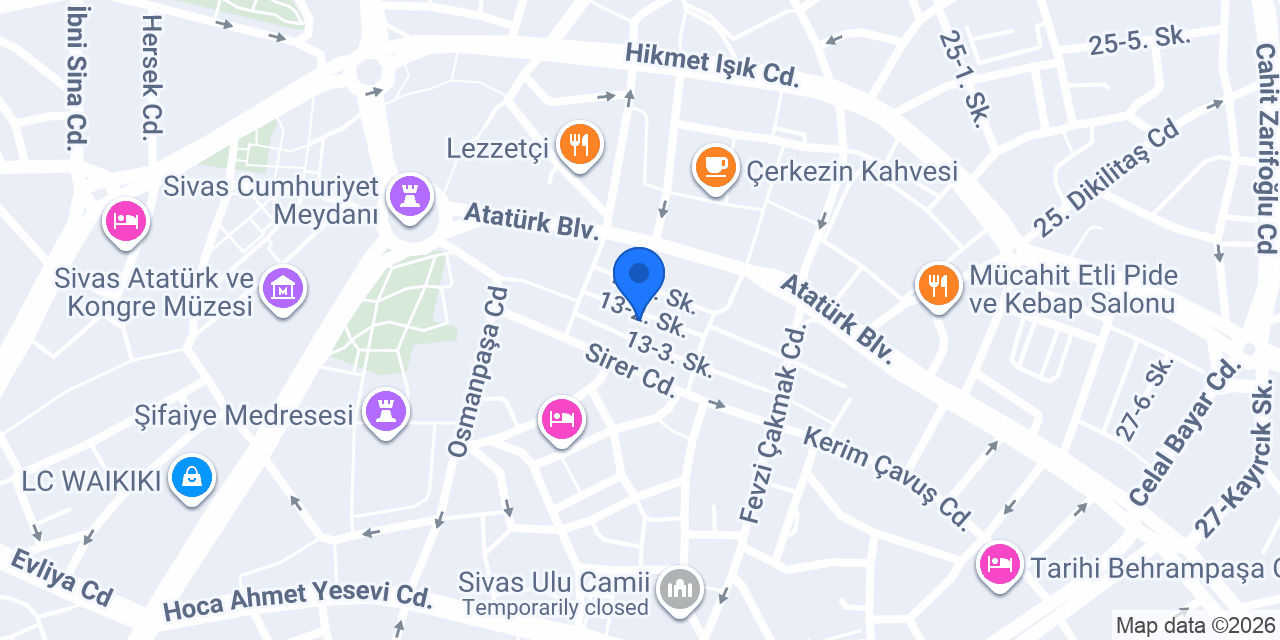 Sivas Avukat Mücahit YÜCEYURT konumu