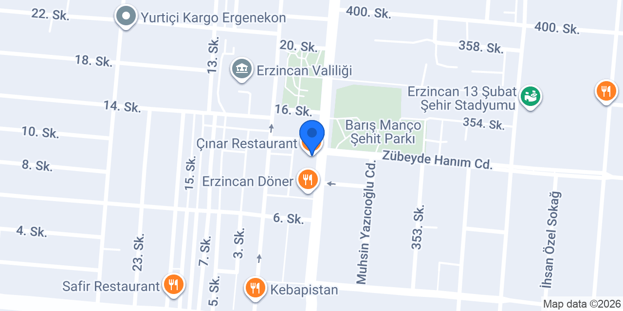 Çınar Restaurant konumu