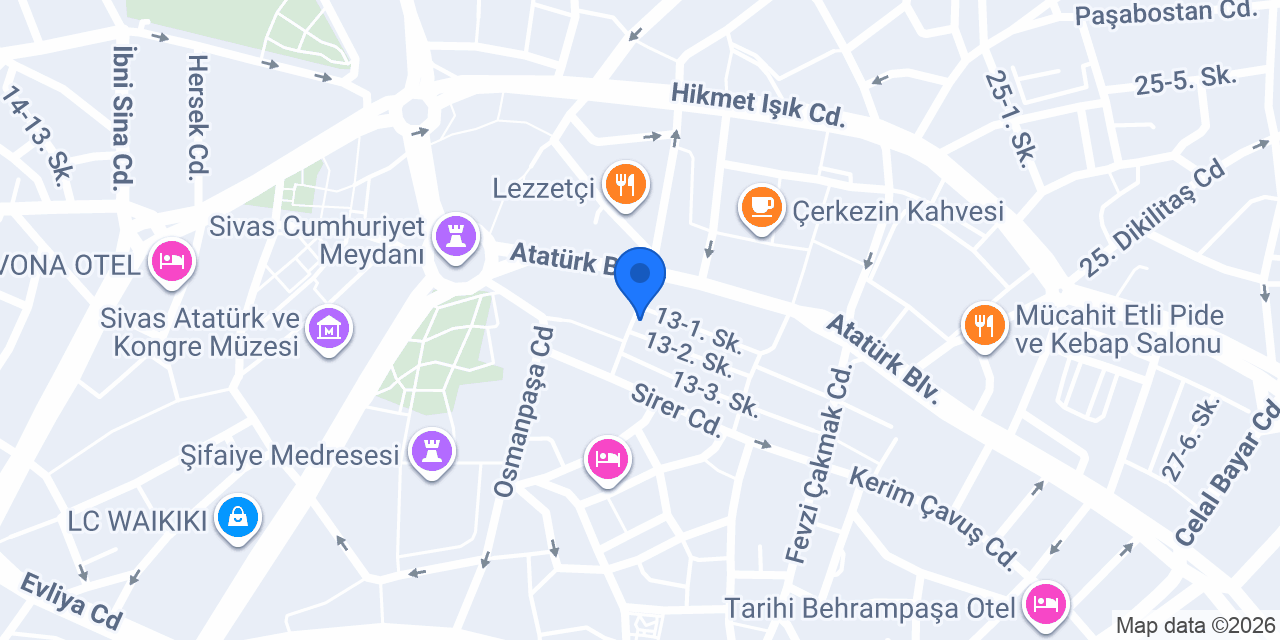 Şekerbank Sivas Şubesi konumu