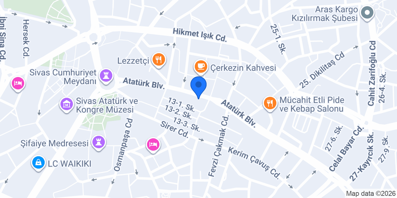 Vakıf Katılım Sivas Şubesi konumu