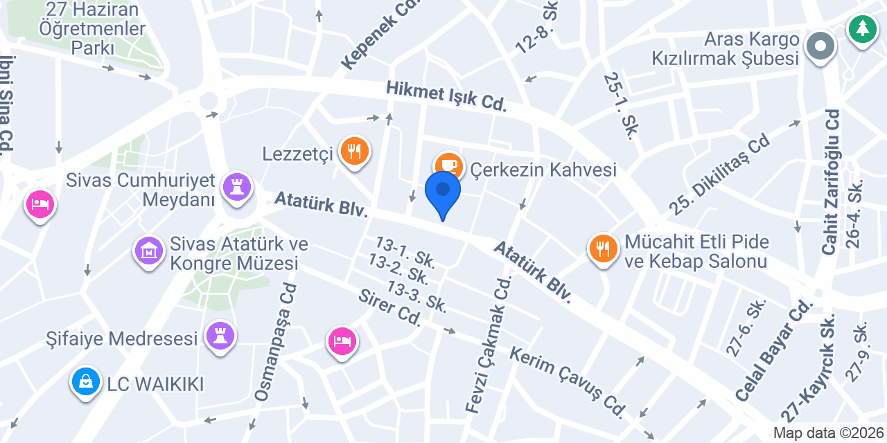 Akbank Sivas Şubesi konumu