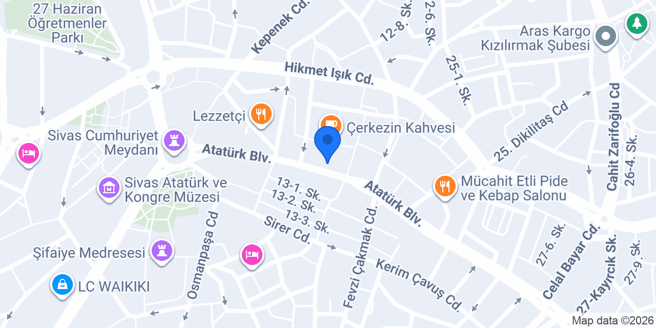 TEB Sivas Şubesi konumu