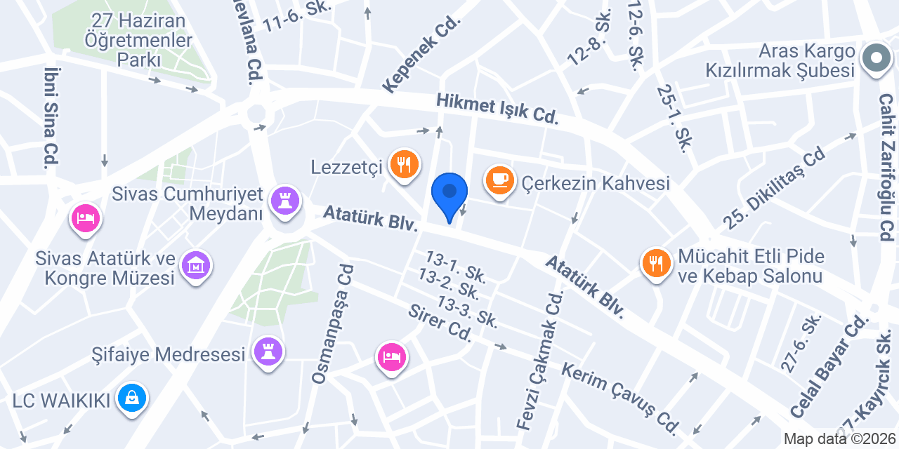 Sivas Köşk Otel konumu